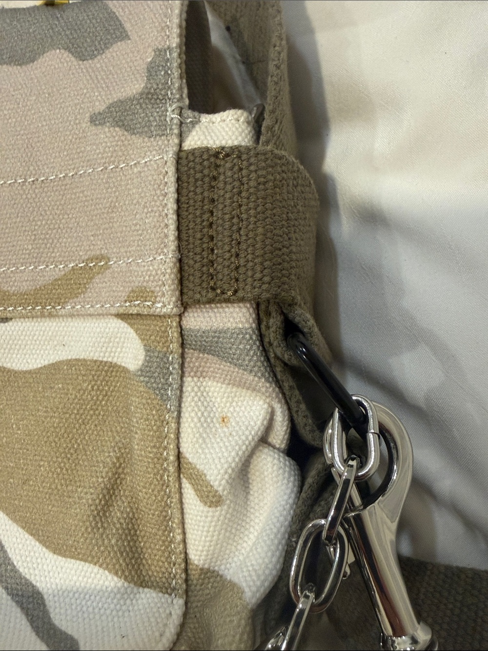 Zadig & Voltaire Canvas Camo Crossbody Bag with Decorative Pins - Beige & Olive - Picture 3 of 6